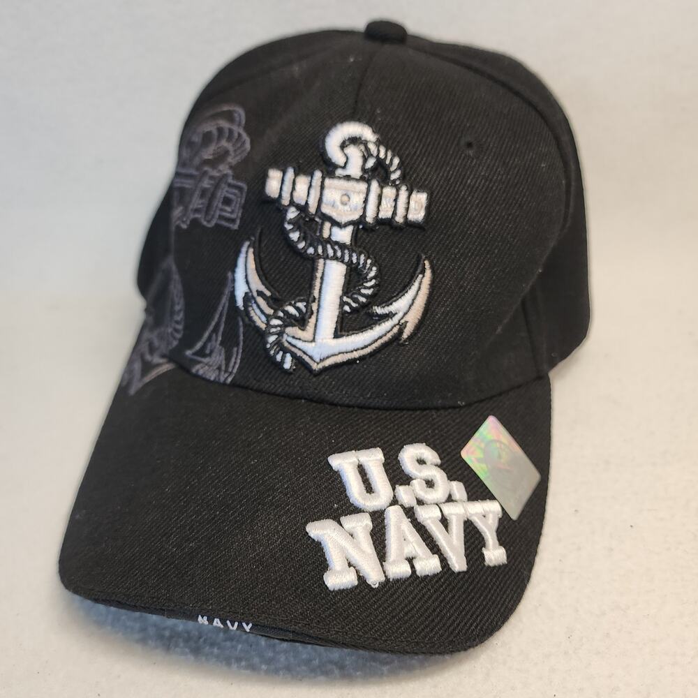 US Navy Anchor Logo Cap/Hat Black Licensed Embroidered Military Cotton New